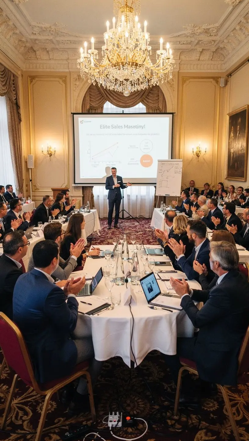 Eine Gruppe von Teilnehmern übt Verhandlungstechniken in kleinen Teams.